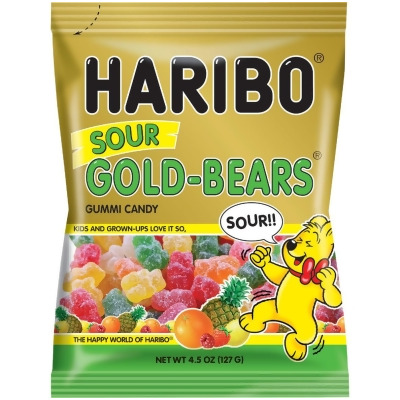 Haribo Gold-Bears Assorted Sour Fruit Flavor 4.5 Oz. Candy 117340 Pack of 12 