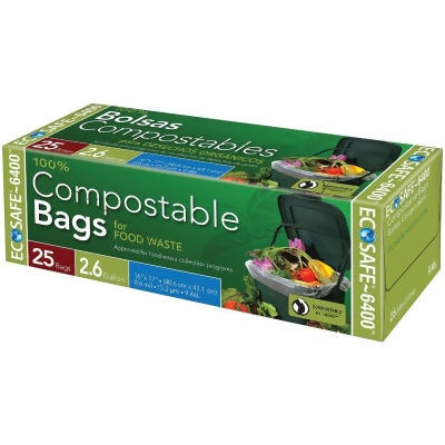 EcoSafe-6400 2.6 Gal. Compostable Green Trash Bag (25-Count) C032195S 