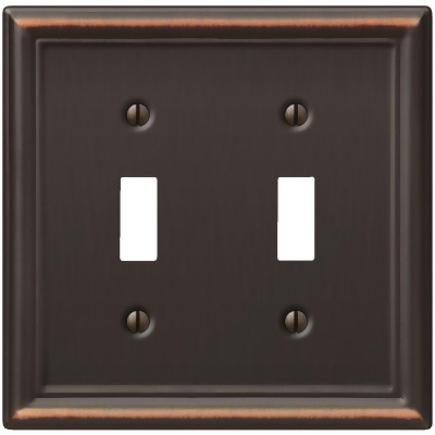 Amerelle Chelsea 2-Gang Stamped Steel Toggle Switch Wall Plate, Aged Bronze 