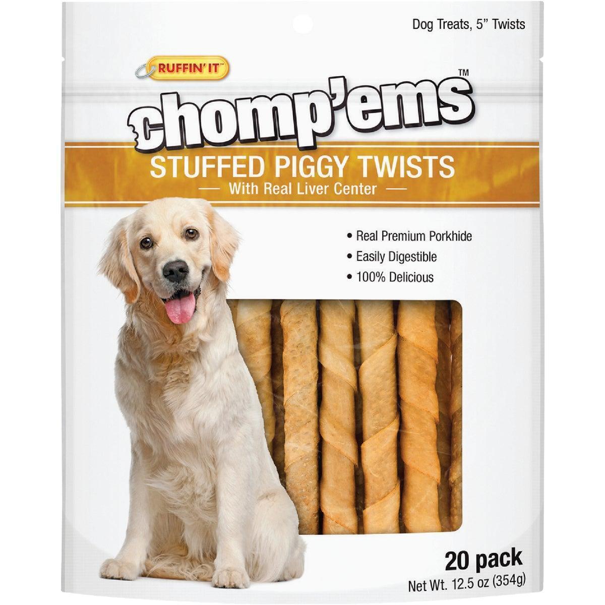 Ruffin' it Chomp'ems Pork Flavor Chewy Dog Treat (20-Pack) 75251