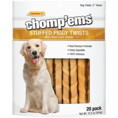 Ruffin' it Chomp'ems Pork Flavor Chewy Dog Treat (20-Pack) 75251 