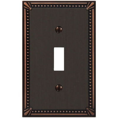 Amerelle Imperial Bead 1-GangCast Metal Toggle Switch Wall Plate, Aged Bronze 