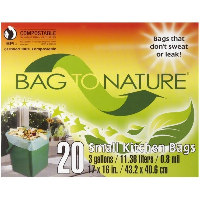 Bag-To-Nature 3 Gal. Compostable Green Trash Bag (20-Count) 41201 