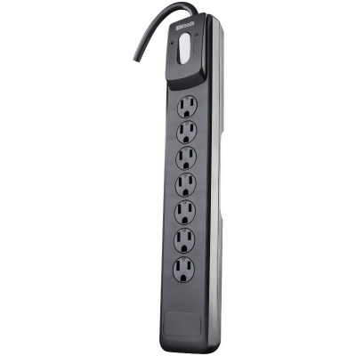 Woods 7-Outlet 1440J Black Surge Protector Strip with 10 Ft. Cord 41496 