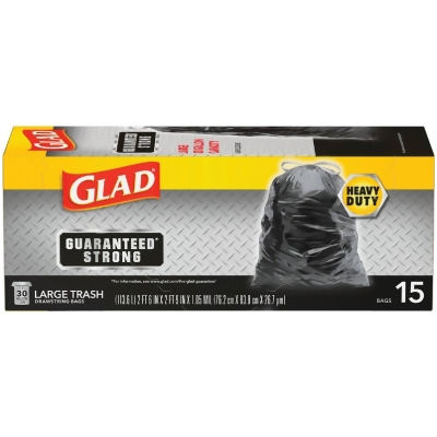 Glad Guaranteed Strong 30 Gal. Large Black Trash Bag (15-Count) 70022 