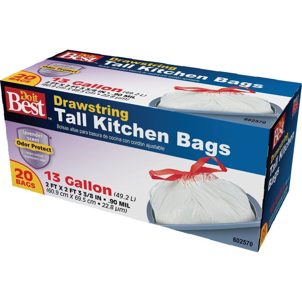 Do it Best 13 Gal. Lavender Scent Tall Kitchen White Trash Bag (20-Count) 602570