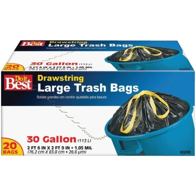 Do it Best 30 Gal. Large Black Trash Bag (20-Count) 602508 