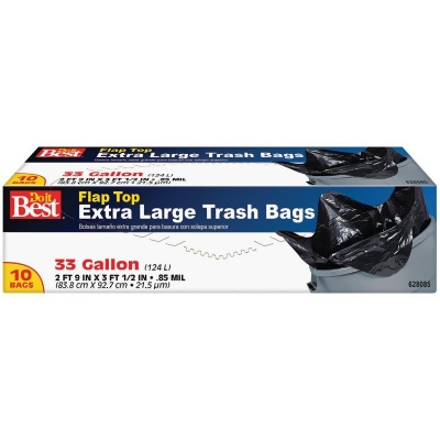 Do it Best 33 Gal. Extra Large Black Trash Bag (10-Count) 628085 