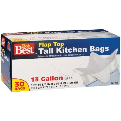 Do it Best 13 Gal. Tall Kitchen White Trash Bag (30-Count) 627986 