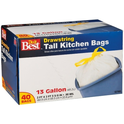 Do it Best 13 Gal. Tall Kitchen White Trash Bag (40-Count) 627992 