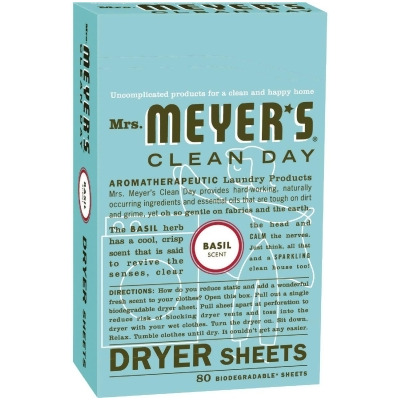Mrs. Meyer's Clean Day Basil Dryer Sheet (80 Count) 14448 