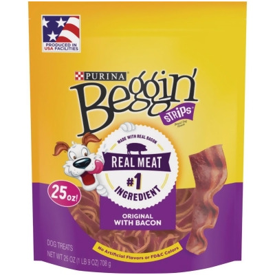 Purina Beggin' Strips Bacon Flavor Chewy Dog Treat, 25 Oz. 381073 