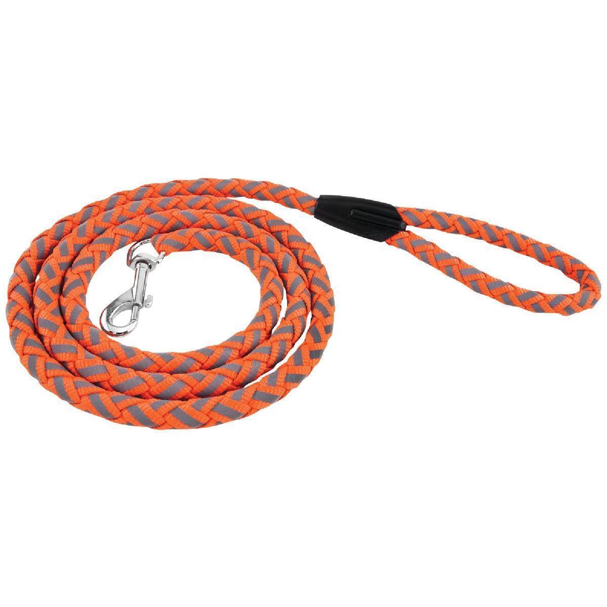 Westminster Pet Ruffin' it 6 Ft. Nylon Reflective Safety Orange Dog Leash 80137 Pack of 6