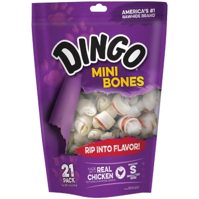 Dingo Meat Jerky Bone 2.5 In. Rawhide Chew, (21-Pack) 95001 Pack of 6 