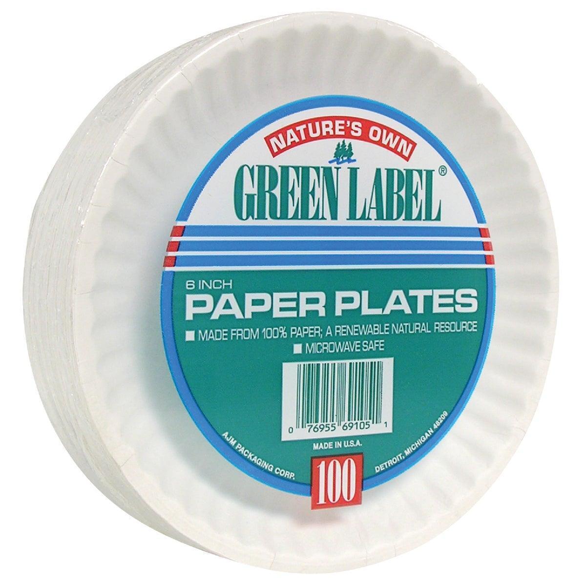 AJM Nature's Own Green Label 6 In. Paper Plates (100-Count) PP6GRAWH