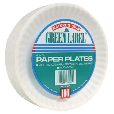 AJM Nature's Own Green Label 6 In. Paper Plates (100-Count) PP6GRAWH 