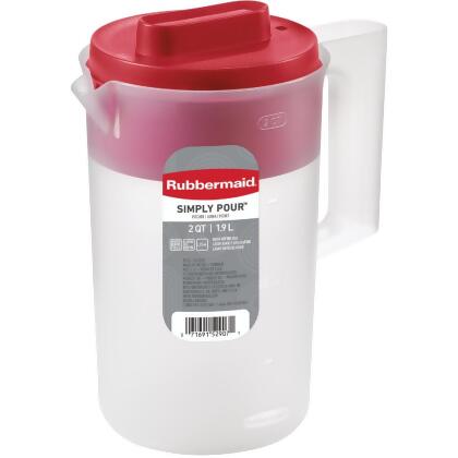 Rubbermaid 2 Qt. Simply Pour Plastic Pitcher with Multi-Function Lid 2122587 