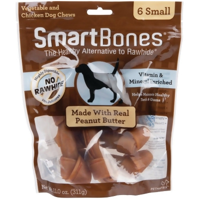 SmartBone Small Peanut Butter Chew Bone (6-Pack) SBPB-00214 Pack of 6 