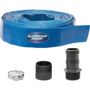 Superior Pump 1-1/2 in. x 25 ft. Lay-Flat Discharge Hose Kit- New