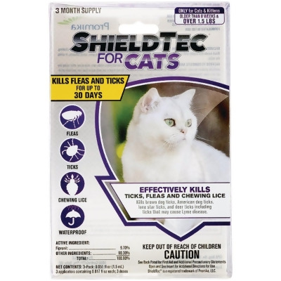 ShieldTec 3-Month Supply Flea & Tick Treatment For Cats Over 1-1/2 Lb. 511162 Pack of 3 