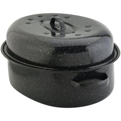 GraniteWare 18 In. Black Covered Oval Roaster Pan 319792 Pack of 2 