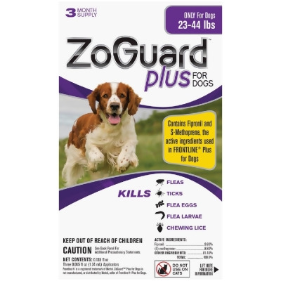 ZoGuard Plus 3-Month Supply Flea & Tick Treatment For Dogs 23 Lb. to 44 Lb. 