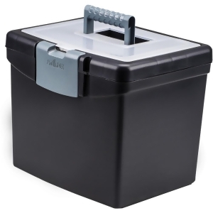 Storex Portable File Box with XL Storage Lid  Black