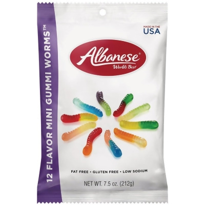 Albanese 12-Flavor 7.5 Oz. Gummi Worms 120156 Pack of 12 