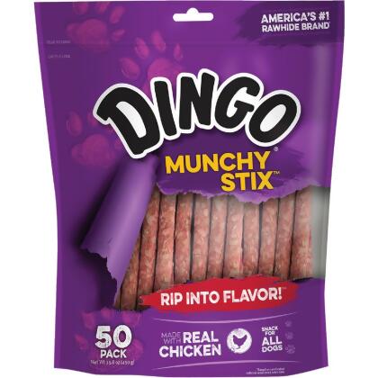 Dingo Munchy Stix Chicken Stick 5 In. Rawhide Chew (50-Pack) P-22042 Pack of 8 