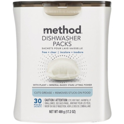 Method PowerDish Free + Clear Dishwasher Detergent (30-Count) 01758 Pack of 6 