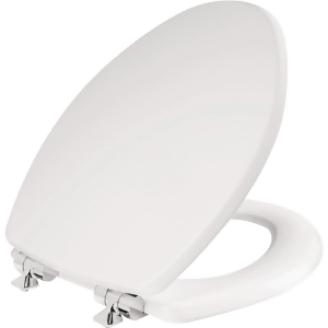 Mayfair Benton? Elongated Enameled Wood Toilet Seat in White with STA-TITE? Seat Fastening System? and Whisper•Close? Chrome Hinge