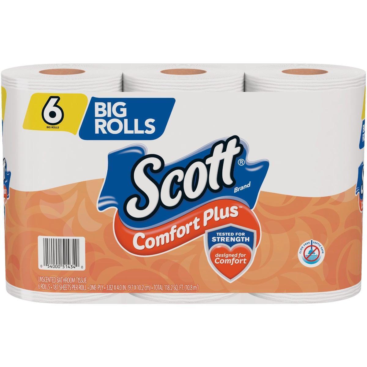 Scott Comfort Plus Toilet Paper (6 Big Rolls) 51434 Pack of 8