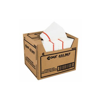 Chix® Foodservice Towels, 1-Ply, 12.25 x 21, White/Red Stripe, 200/Carton 8230 