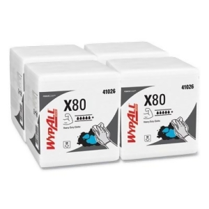 Wypall X80 Reusable Wipes (41026)  Extended Use Cloths Quarter-fold Format  White  50 Sheets per Pack; 4 Packs per Case; 200 Folded Sheets per Case