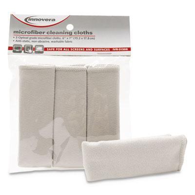 Innovera® Microfiber Cleaning Cloths, 6 x 7, Unscented, Gray, 3/Pack IVR51506 