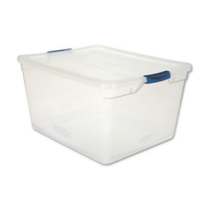 Rubbermaid 71 Quart Storage Tote  Clever Store  Plastic  Stackable  Latching  Lid Included  Clear (4 Pack)