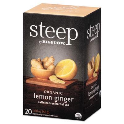 Bigelow® Steep Tea, Lemon Ginger, 1.6 Oz Tea Bag, 20/box RCB17704 
