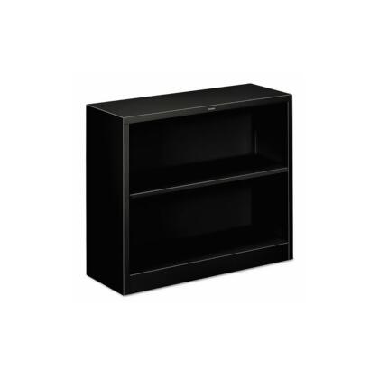 HON® Metal Bookcase, Two-Shelf, 34.5w x 12.63d x 29h, Black HS30ABC.P 