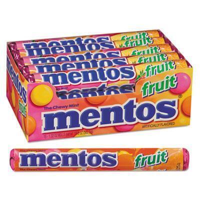 Mentos® Chewy Mints, 1.32 Oz, Mixed Fruit, 15 Rolls/box VAM4181 