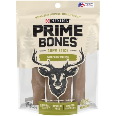 Purina Prime Bones Medium Venison Flavor Chew Stick Dog Treat (4-Pack) 381690 Pack of 4 