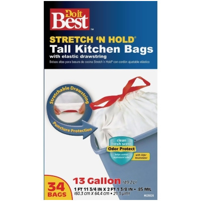 Do it Best Stretch 'N Hold 13 Gal. Drawstring Tall Kitchen Trash Bag (34-Count) 