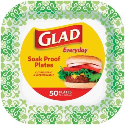 Glad Everyday 10 In. Green Square Paper Plates (50-Count) BBP0102 