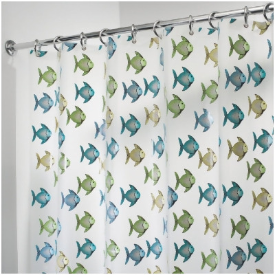 iDesign York Graphic 72 In. x 72 In. Blue/Green Fish Eva Shower Curtain 27780 