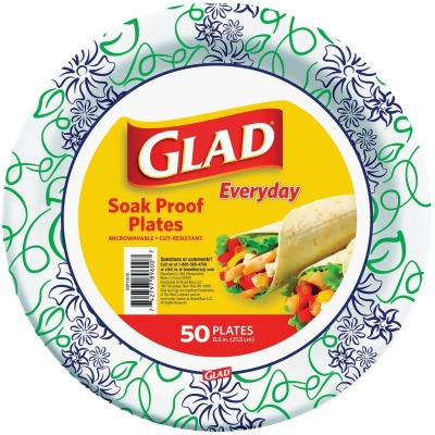 Glad Everyday 8.5 In. Whimsical Floral Round Paper Plates (50-Count) BBP15070 