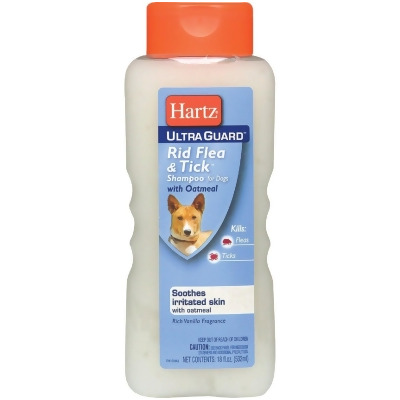 Hartz UltraGuard Rid Flea & Tick 18 Oz. Vanilla Scent Oatmeal Dog Shampoo 02305 Pack of 3 