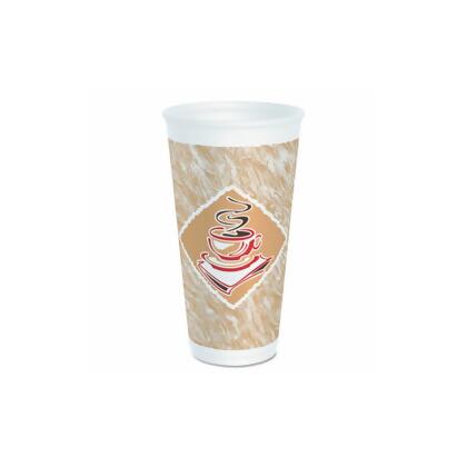 Dart® Cafe G Foam Hot/cold Cups, 20 Oz, Brown/red/white, 20/pack 20X16G 