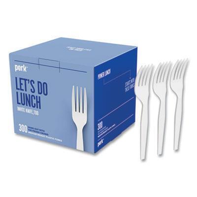 Perk™ Eco-Id Mediumweight Compostable Cutlery, Fork, White, 300/pack PK56201 