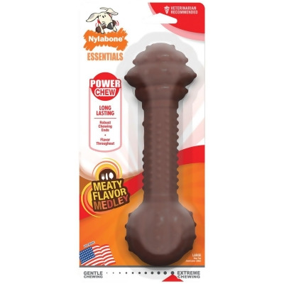 Nylabone Medley Flavor Barbell Power Chew Durable Large Dog Toy NFM905W 