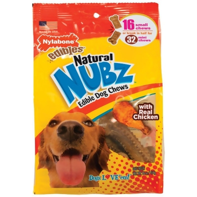 Nylabone Natural Nubz Chicken Small Dog Treats (16-Pack) NEN201M16W Pack of 4 