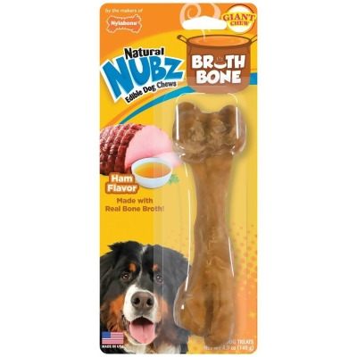 Nylabone Natural Nubz Treats Ham Flavor with Bone Broth for XL Dogs NENBB303W Pack of 4 